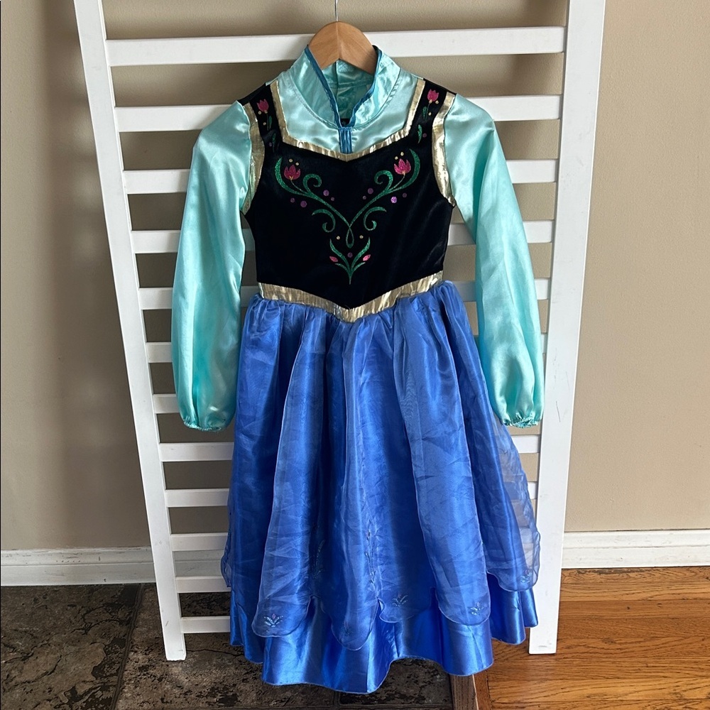Disney Anna Frozen Classic Dress Full Length Long Sleeve Size 7/8